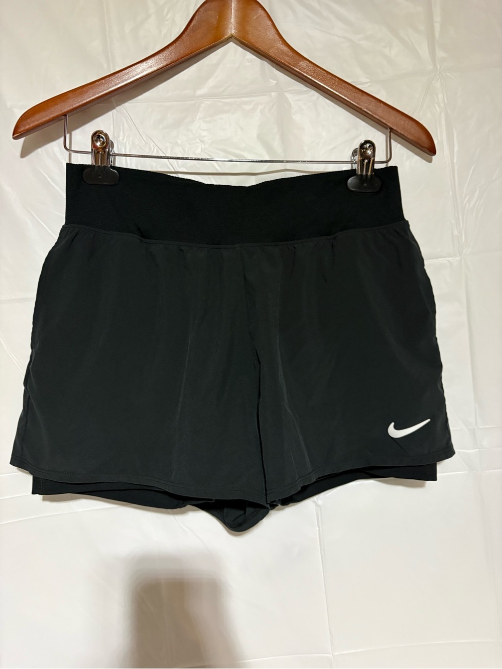Nike Black Women’s Athletic Shorts with White Swoosh